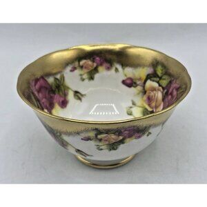 Royal Chelsea Open Sugar Bowl Golden Rose Bone China England Gilded Trinket